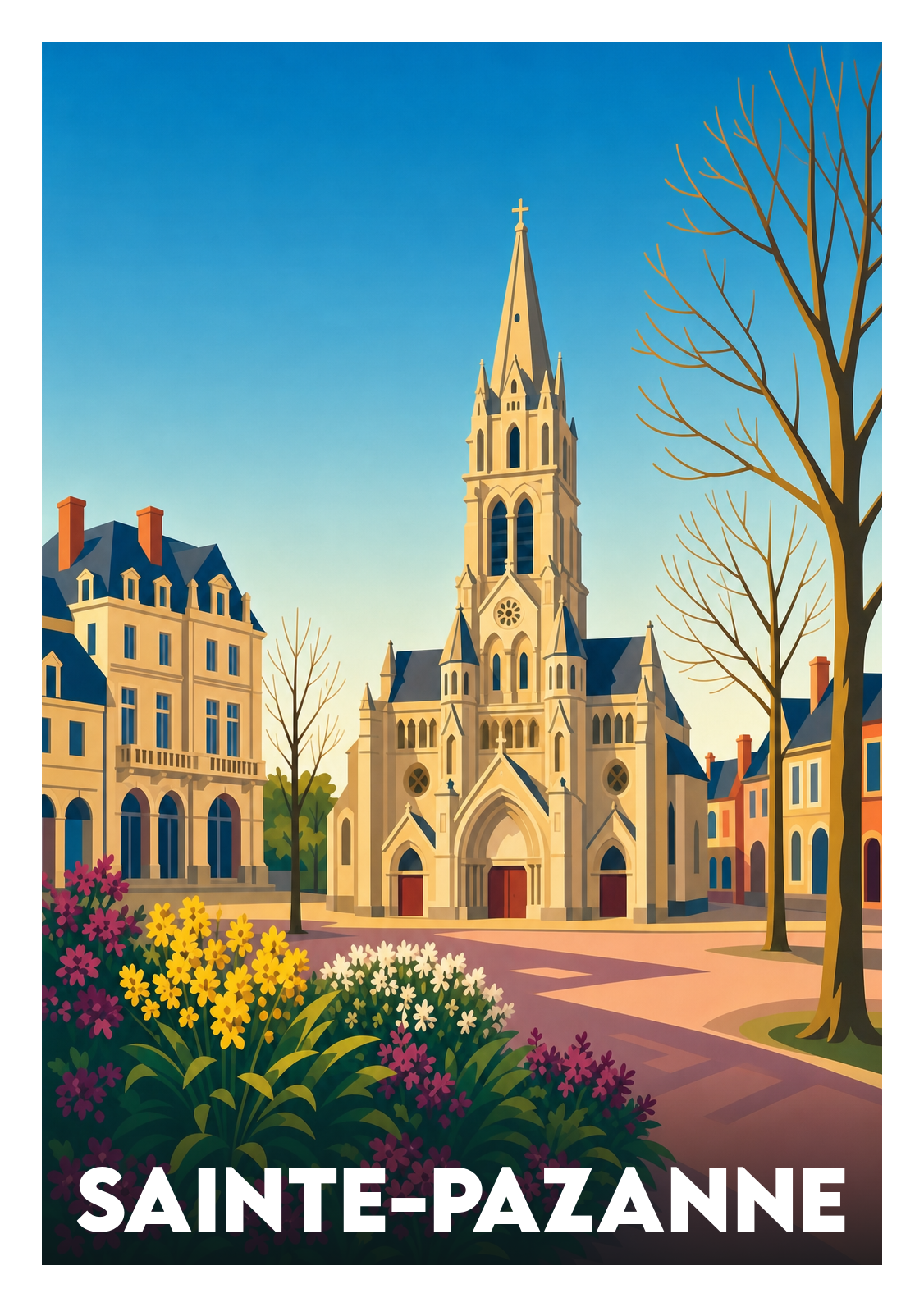 Affiche souvenir de Sainte-Pazanne – image brute sans cadre