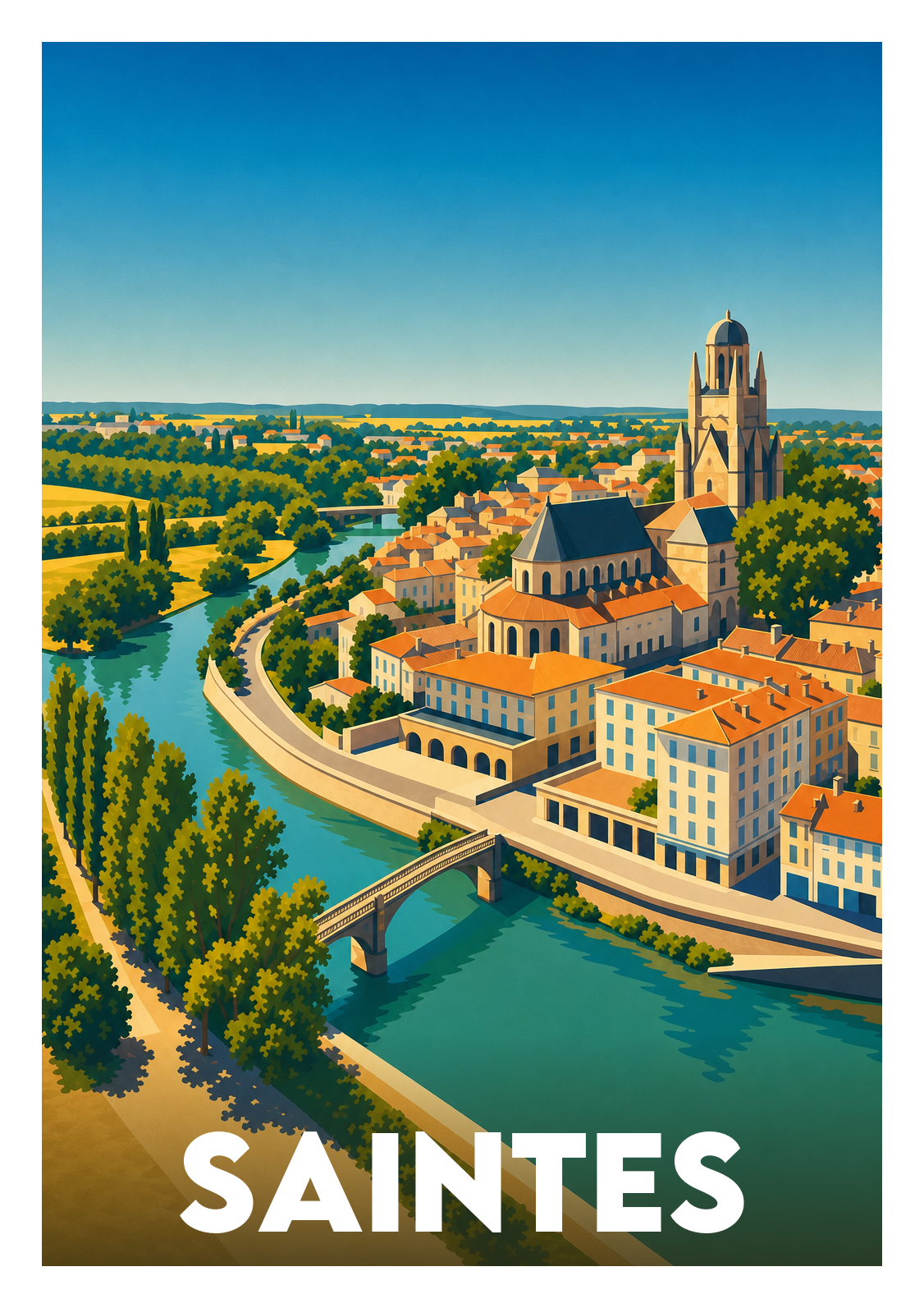 Affiche souvenir de Saintes – image brute sans cadre