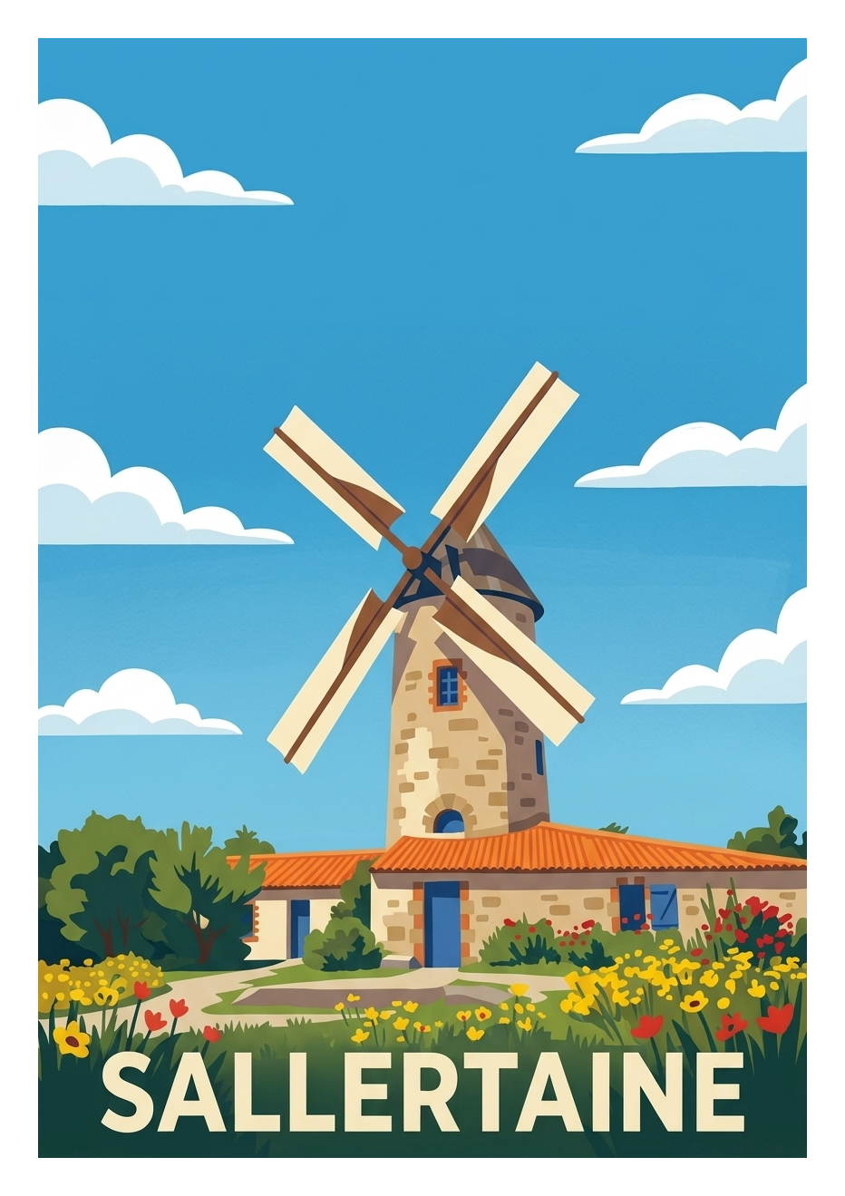 Affiche souvenir de Sallertaine – image brute sans cadre