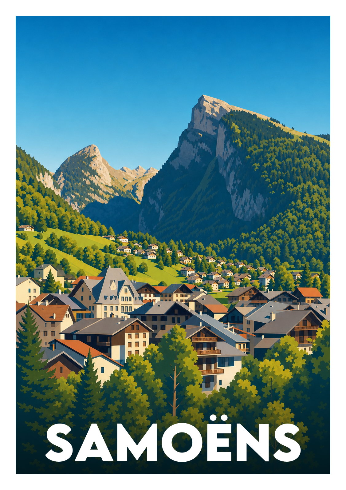 Affiche souvenir de Samoëns – image brute sans cadre
