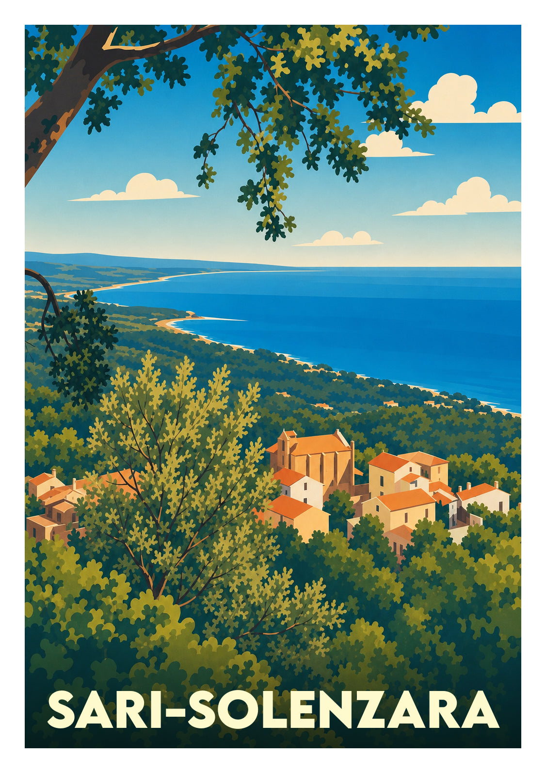 Affiche souvenir de Sari-Solenzara – image brute sans cadre