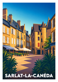 Affiche souvenir de Sarlat-la-Canéda – image brute sans cadre