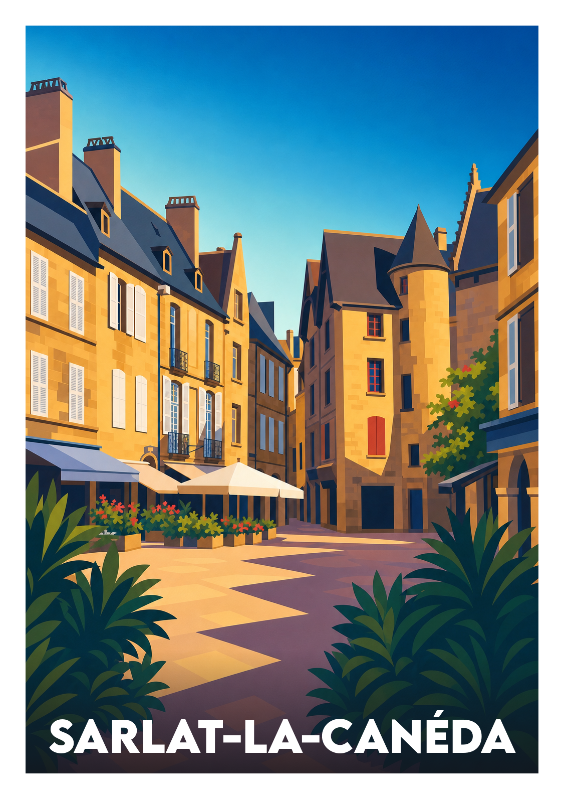 Affiche souvenir de Sarlat-la-Canéda – image brute sans cadre