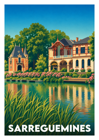 Affiche souvenir de Sarreguemines – image brute sans cadre