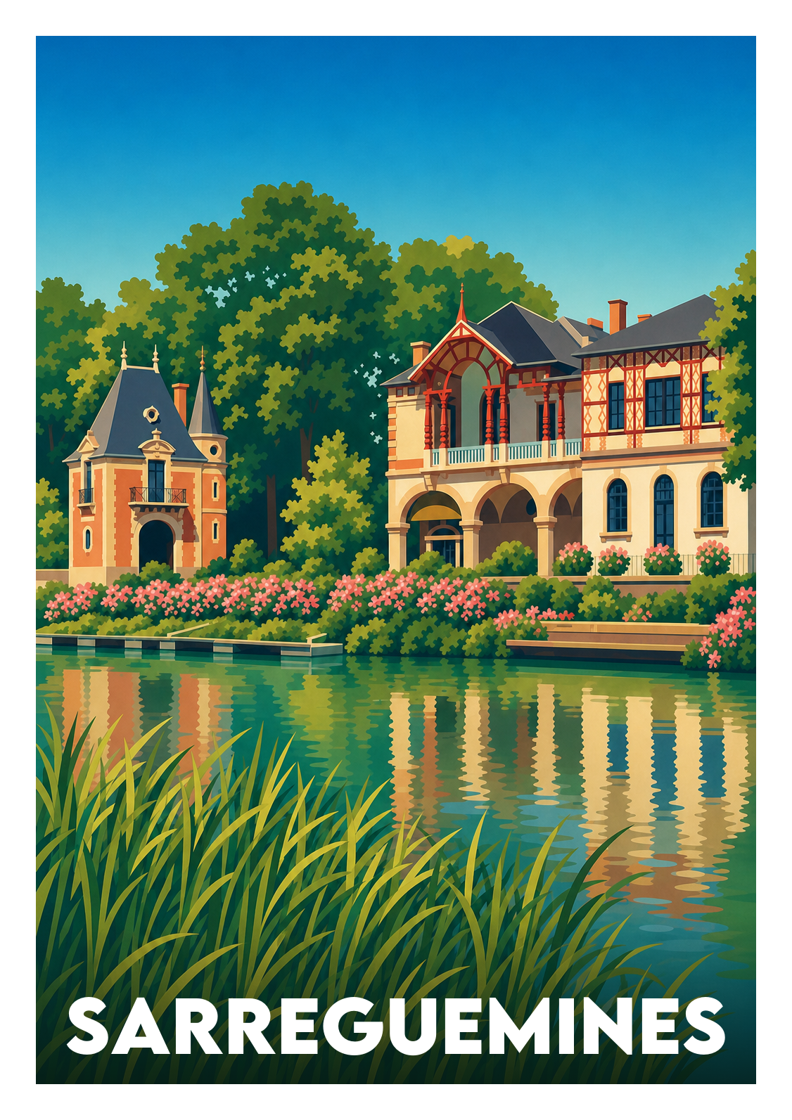 Affiche souvenir de Sarreguemines – image brute sans cadre