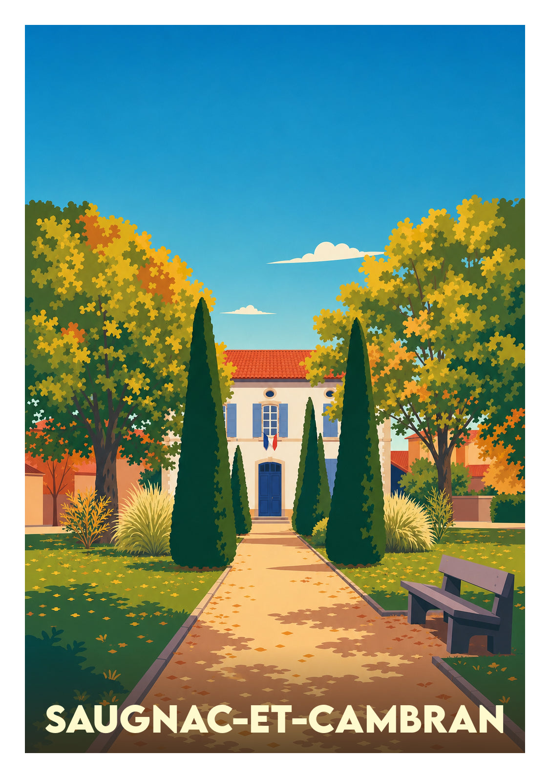 Affiche souvenir de Saugnac-et-Cambran – image brute sans cadre