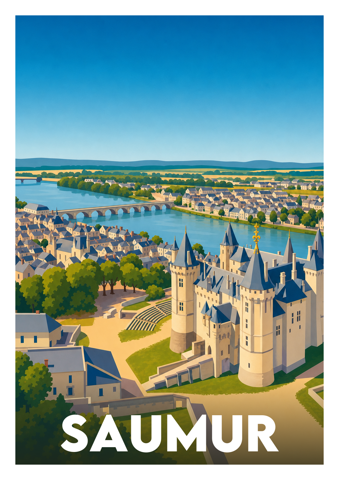 Affiche souvenir de Saumur – image brute sans cadre