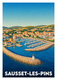 Affiche souvenir de Sausset-les-Pins – image brute sans cadre