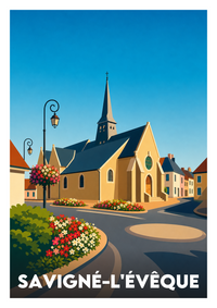 Affiche souvenir de Savigné-l'Évêque – image brute sans cadre