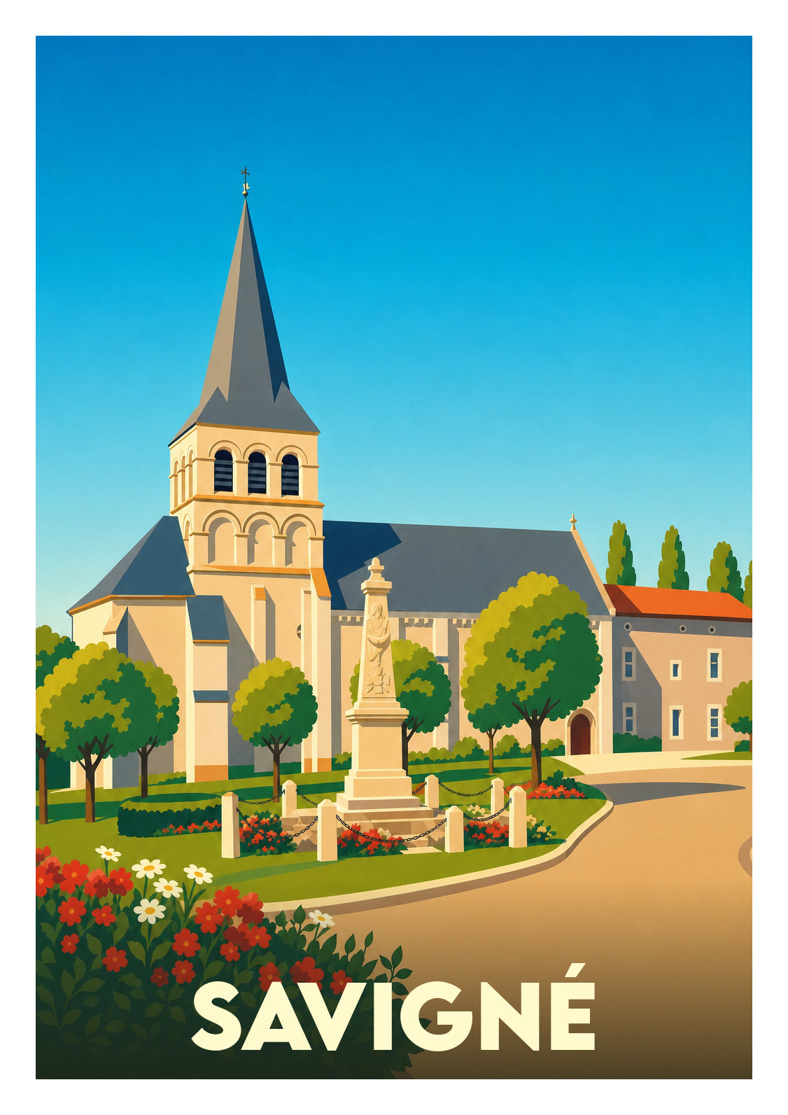 Affiche souvenir de Savigné – image brute sans cadre