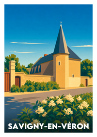 Affiche souvenir de Savigny-en-Véron – image brute sans cadre