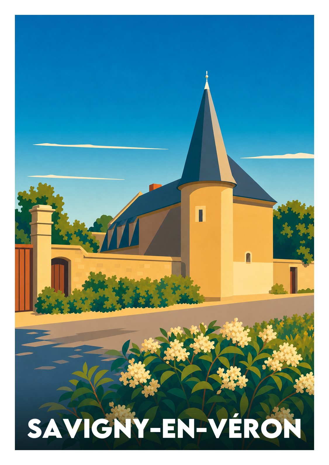 Affiche souvenir de Savigny-en-Véron – image brute sans cadre