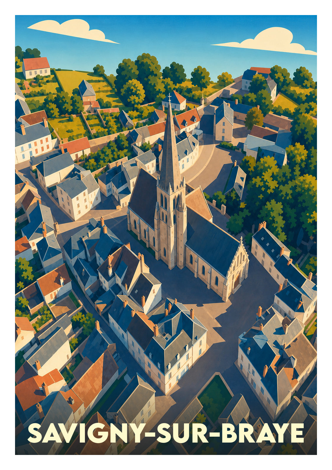 Affiche souvenir de Savigny-sur-Braye – image brute sans cadre