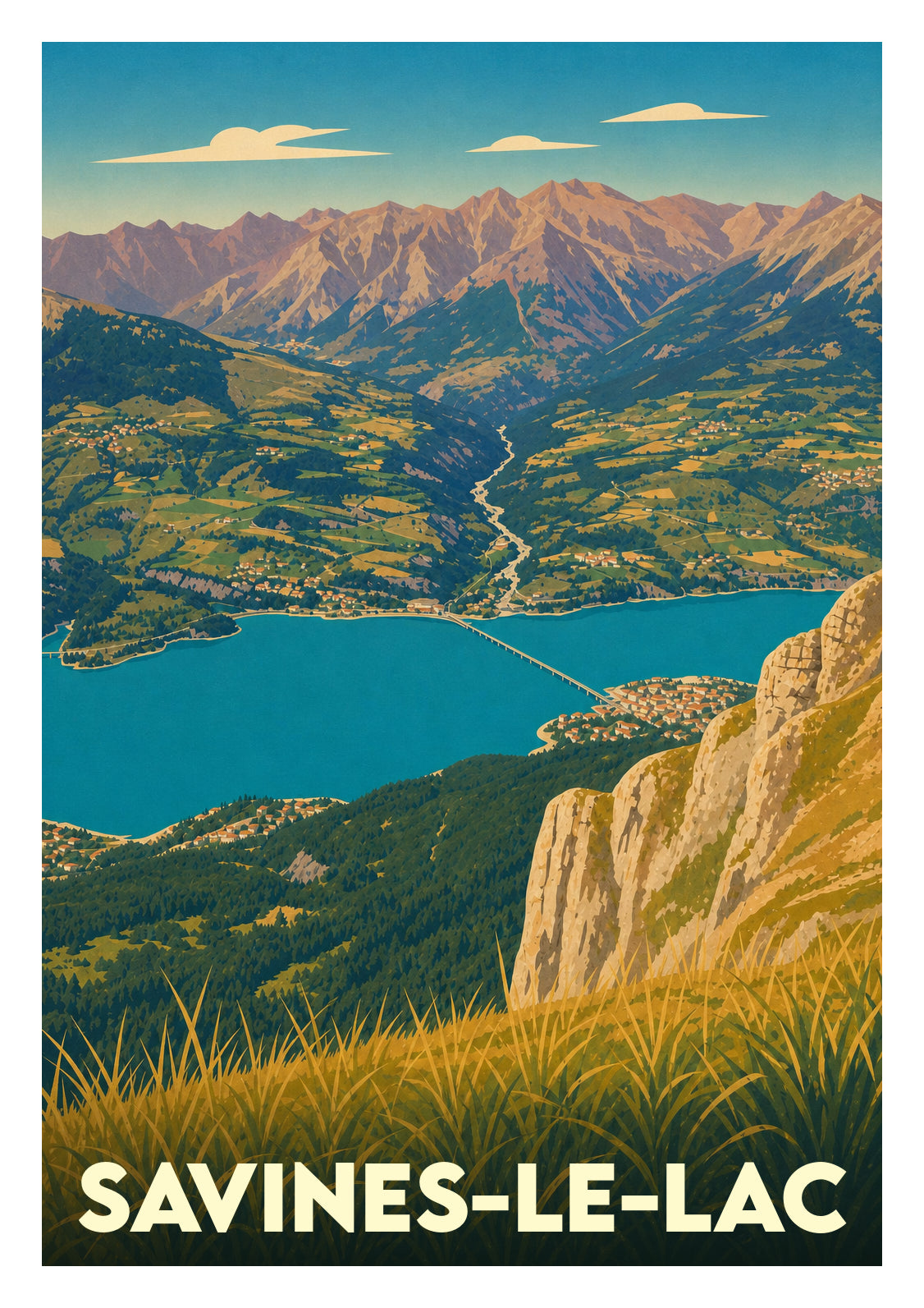 Affiche souvenir de Savines-le-Lac – image brute sans cadre