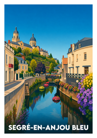 Affiche souvenir de Segré-en-Anjou Bleu – image brute sans cadre
