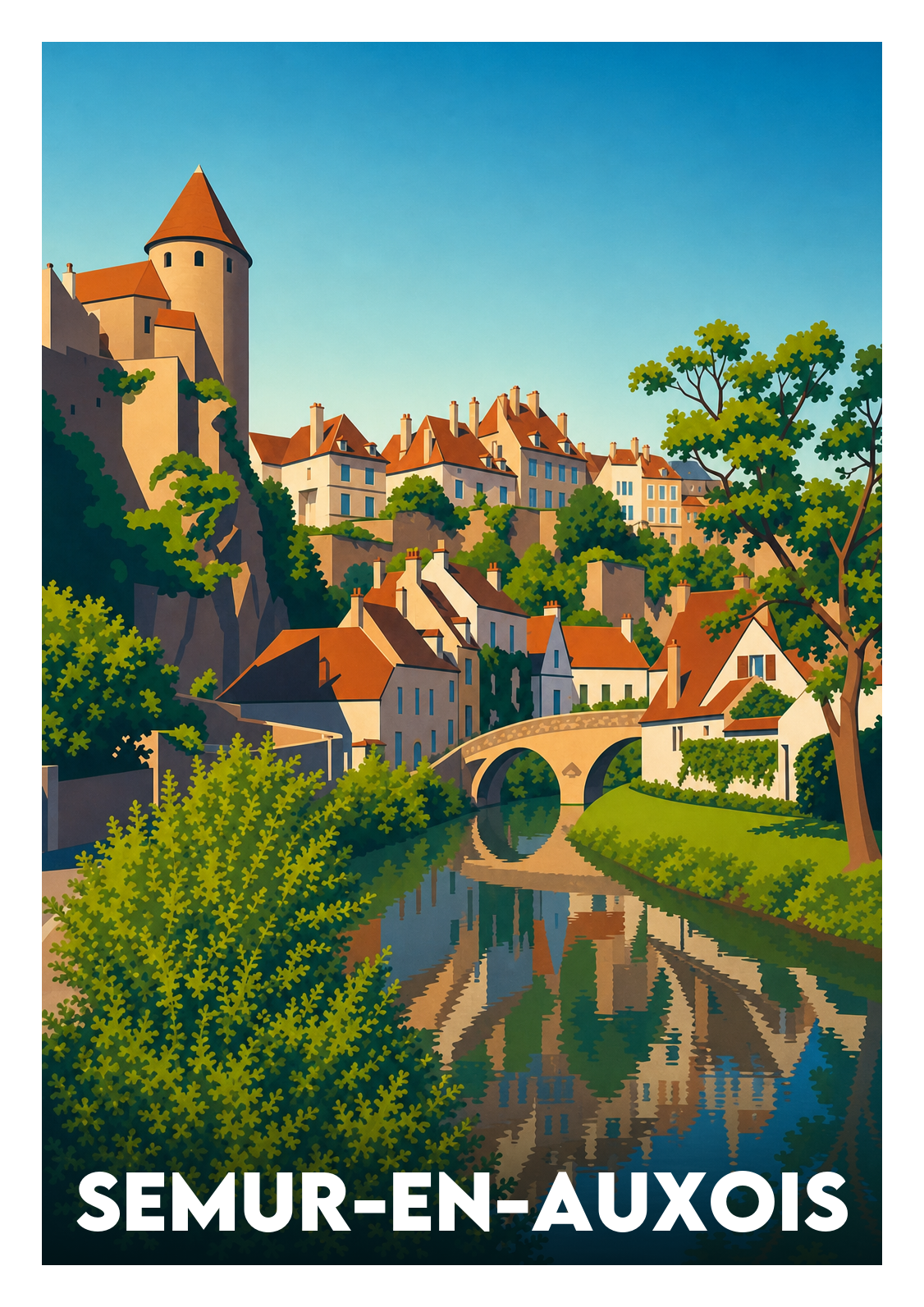 Affiche souvenir de Semur-en-Auxois – image brute sans cadre