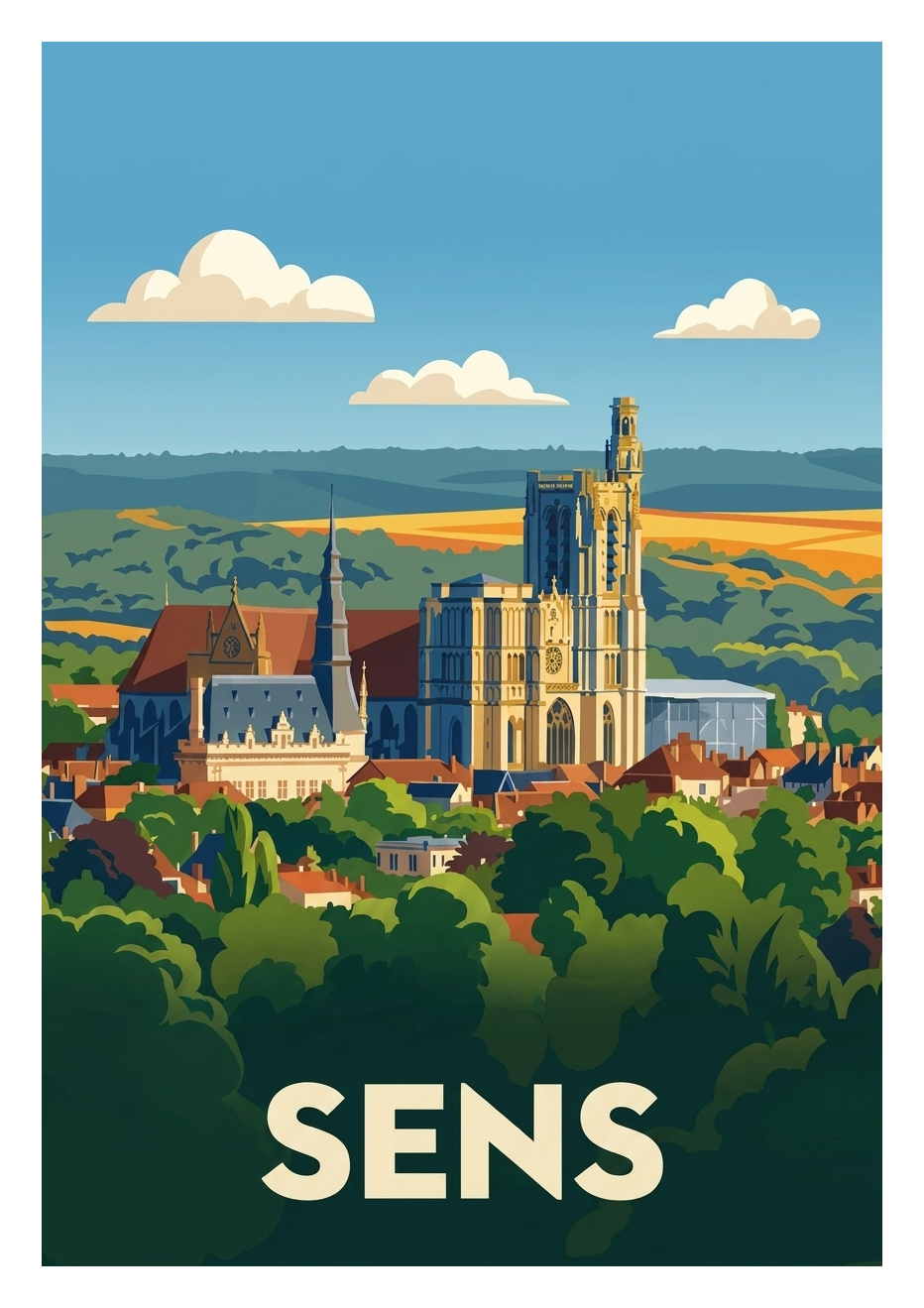 Affiche souvenir de Sens – image brute sans cadre