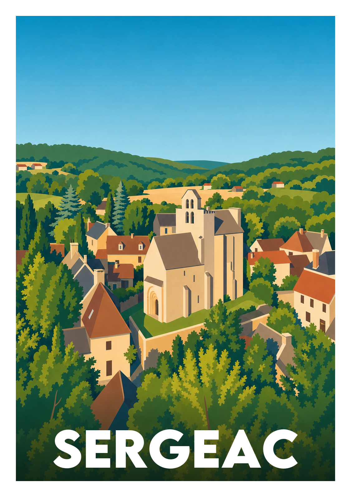 Affiche souvenir de Sergeac – image brute sans cadre