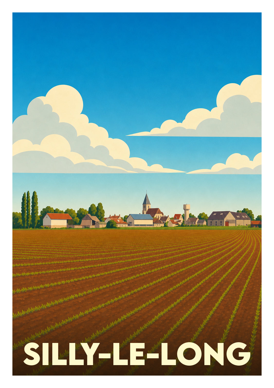 Affiche souvenir de Silly-le-Long – image brute sans cadre