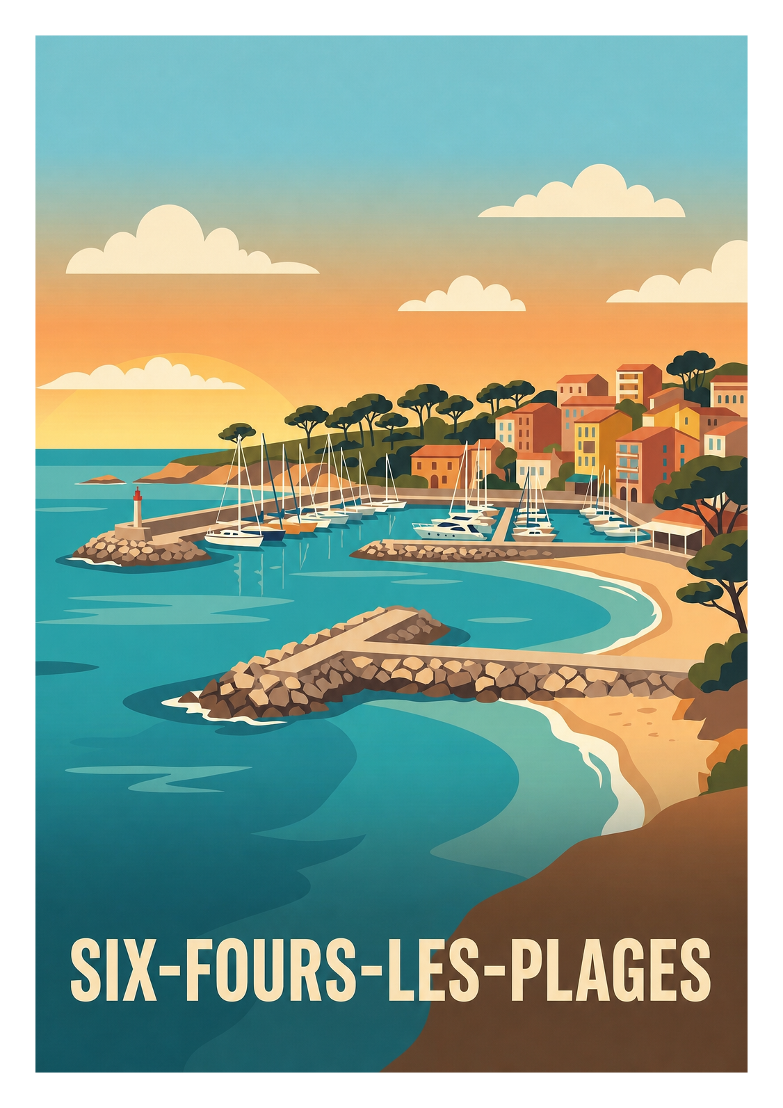 Affiche souvenir de Six-Fours-les-Plages – image brute sans cadre