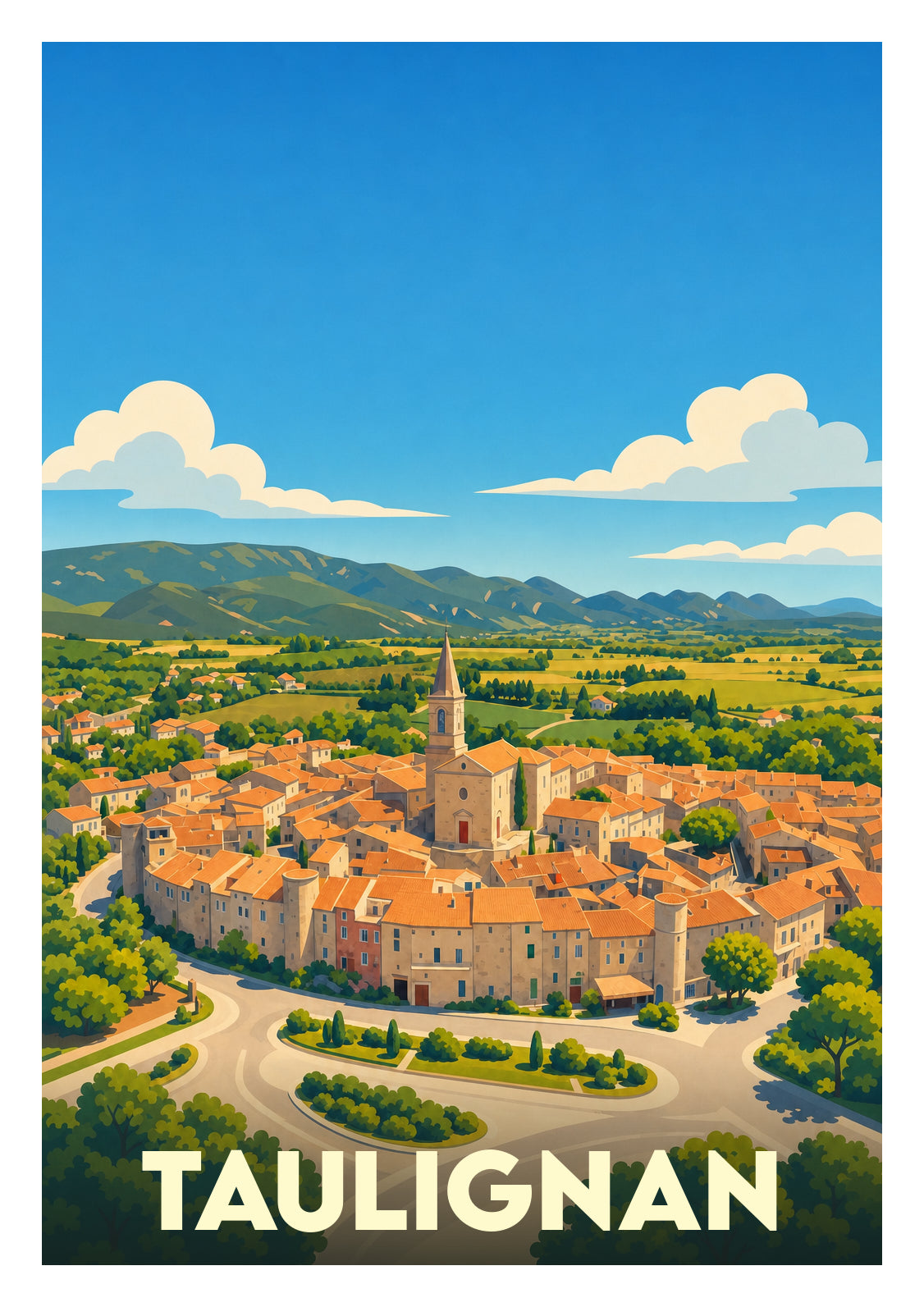 Affiche souvenir de Taulignan – image brute sans cadre