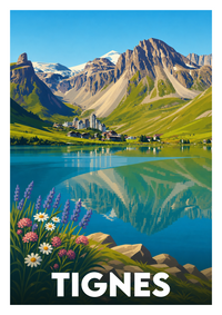 Affiche souvenir de Tignes – image brute sans cadre