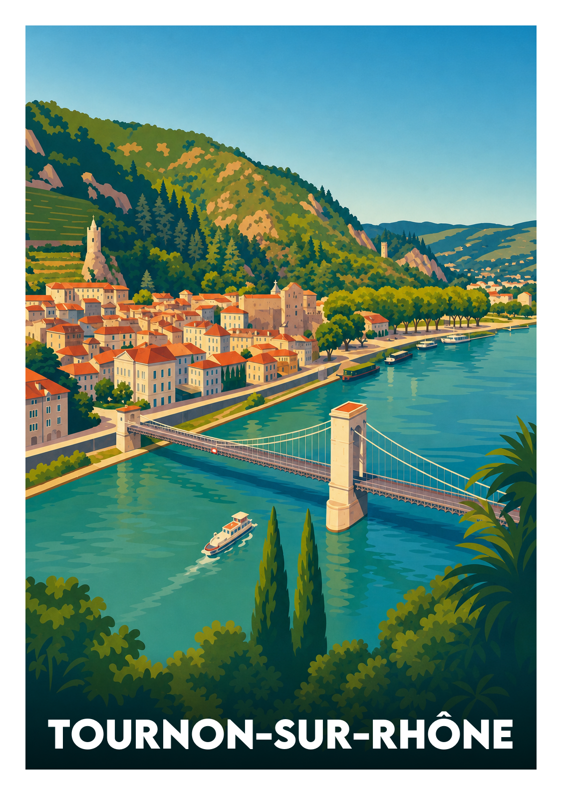 Affiche souvenir de Tournon-sur-Rhône – image brute sans cadre