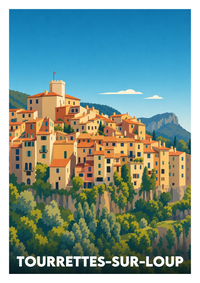 Affiche souvenir de Tourrettes-sur-Loup – image brute sans cadre