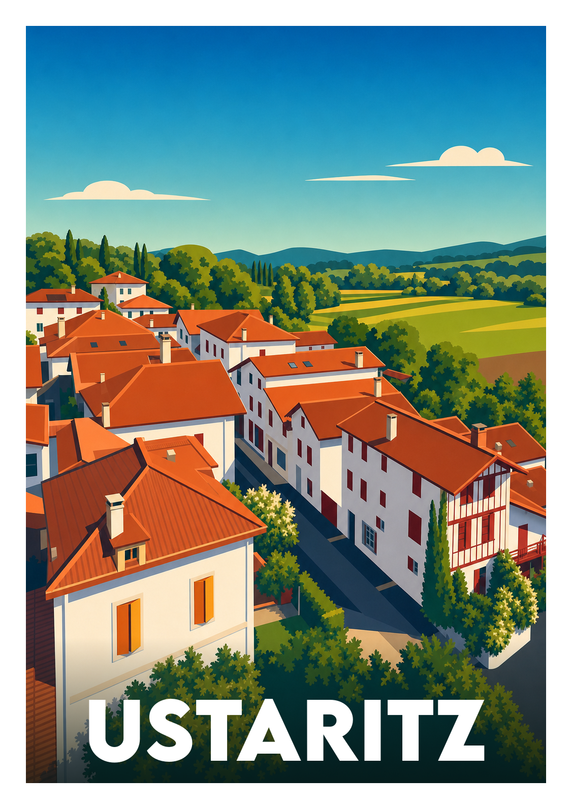 Affiche souvenir de Ustaritz – image brute sans cadre