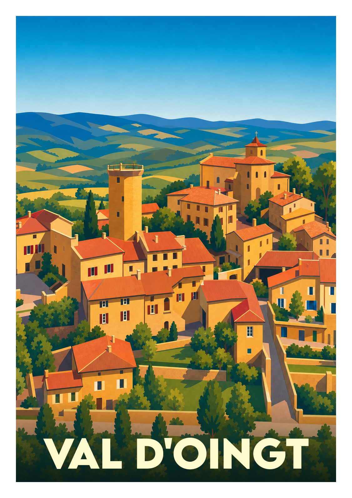 Affiche souvenir de Val d'Oingt – image brute sans cadre