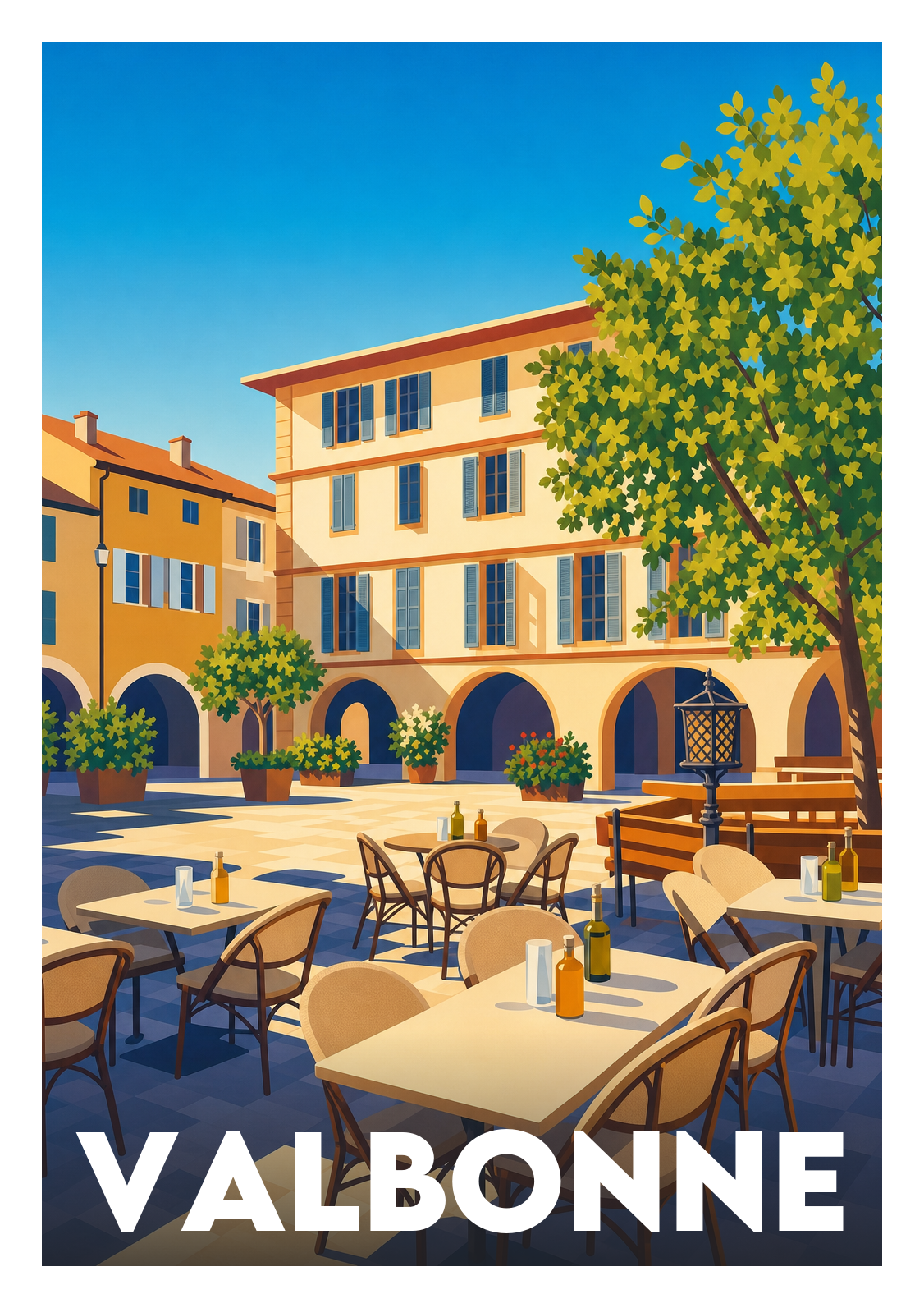 Affiche souvenir de Valbonne – image brute sans cadre
