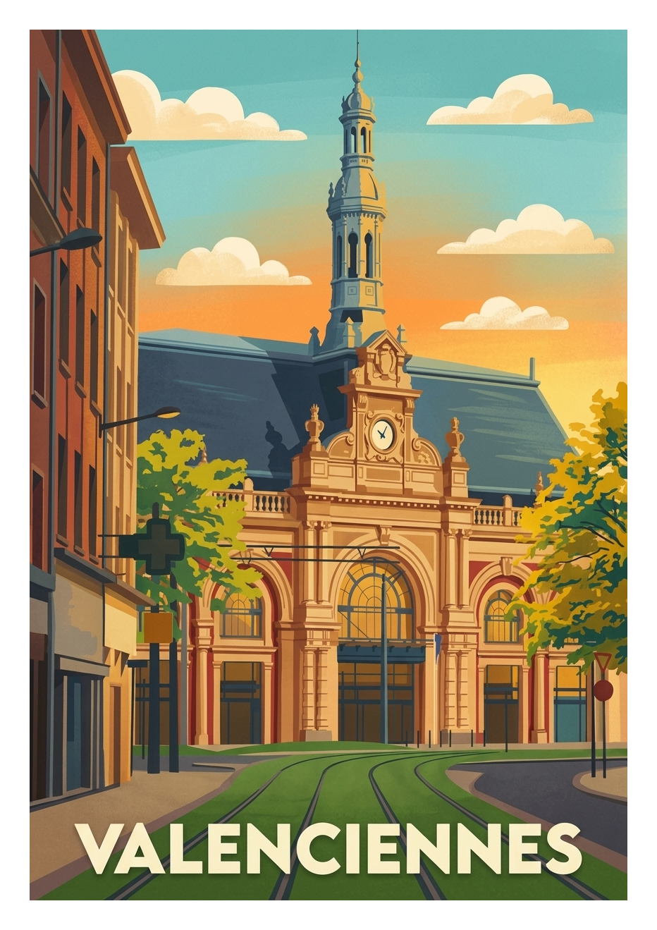 Affiche souvenir de Valenciennes – image brute sans cadre