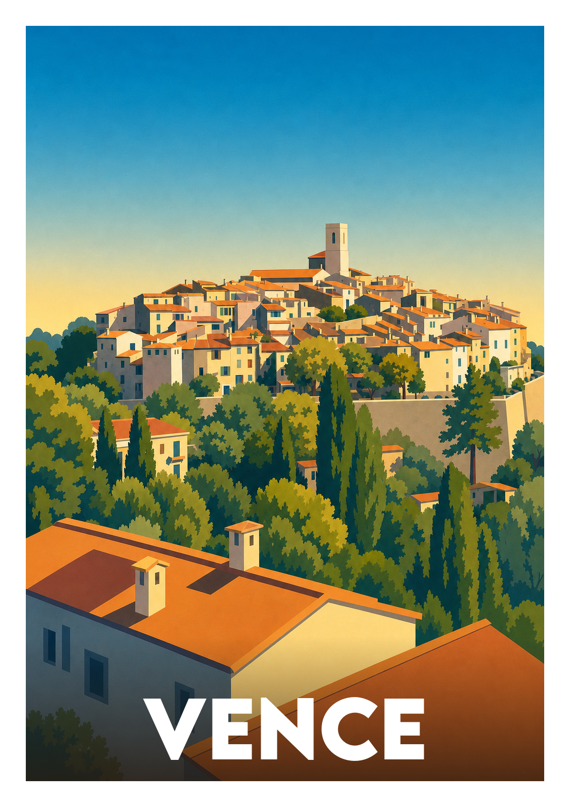 Affiche souvenir de Vence – image brute sans cadre