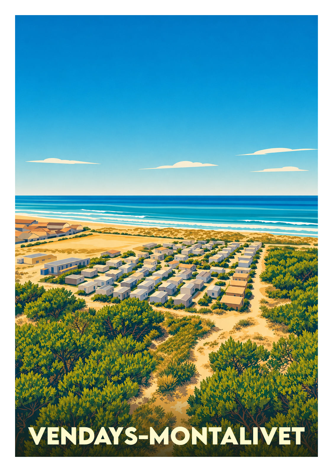 Affiche souvenir de Vendays-Montalivet – image brute sans cadre