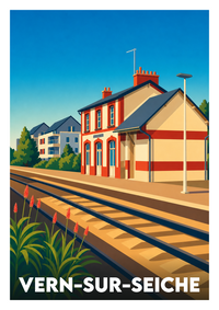 Affiche souvenir de Vern-sur-Seiche – image brute sans cadre
