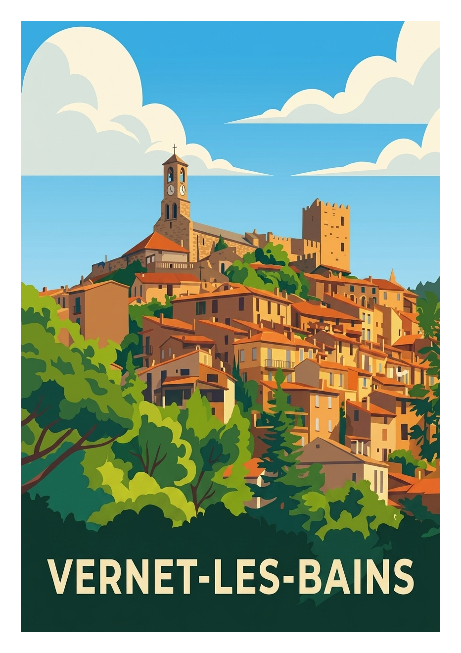 Affiche souvenir de Vernet-les-Bains – image brute sans cadre