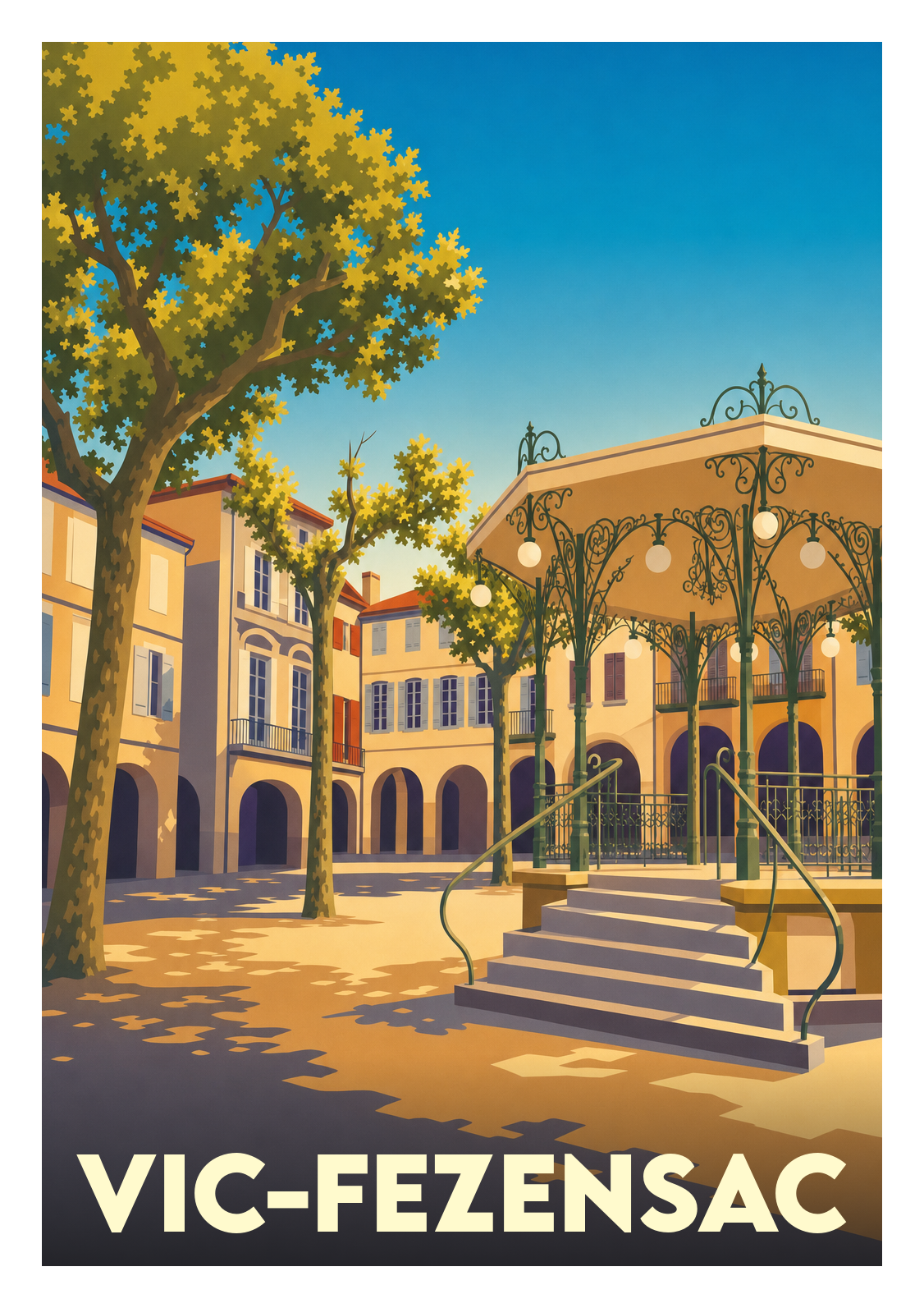 Affiche souvenir de Vic-Fezensac – image brute sans cadre