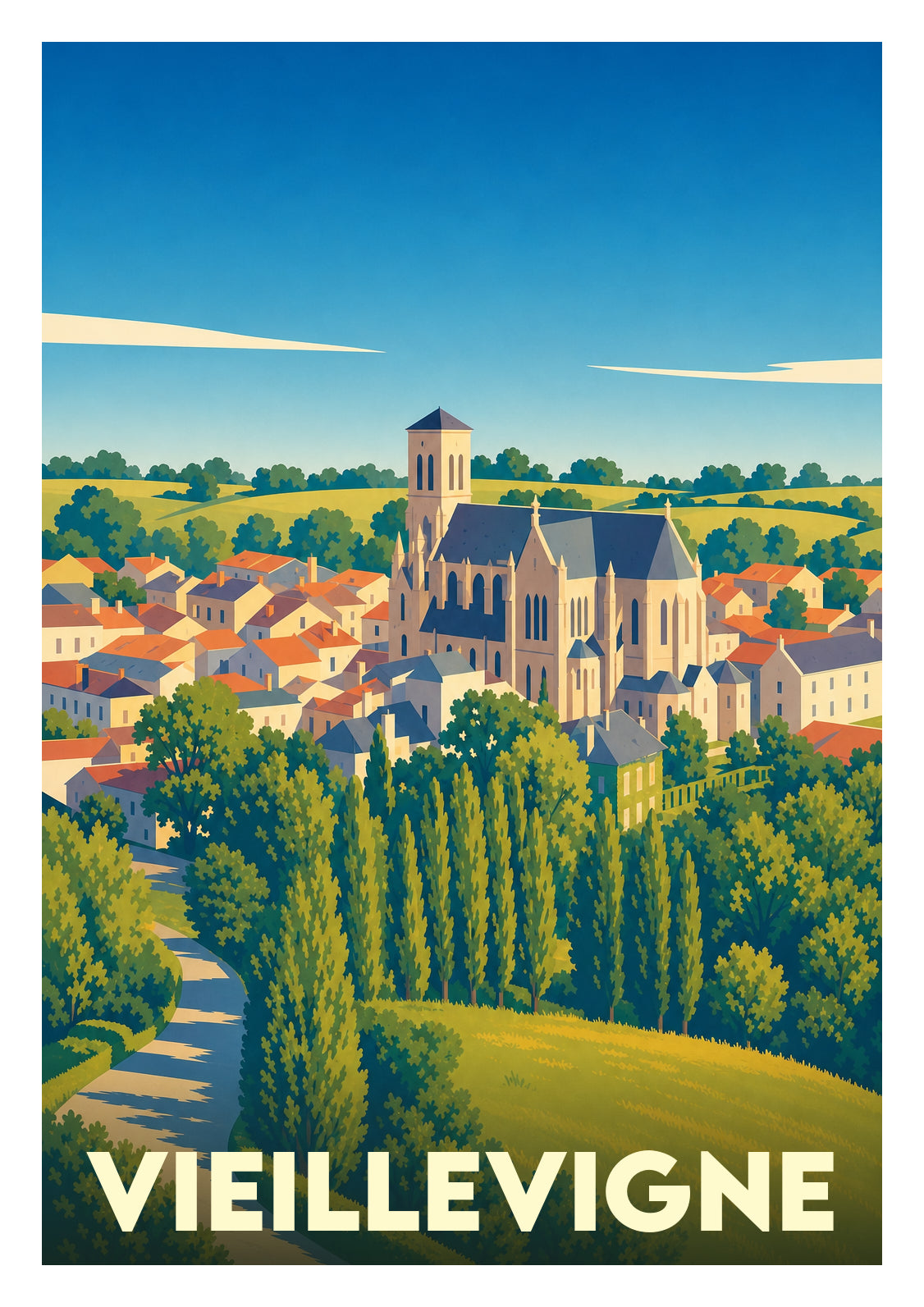 Affiche souvenir de Vieillevigne – image brute sans cadre