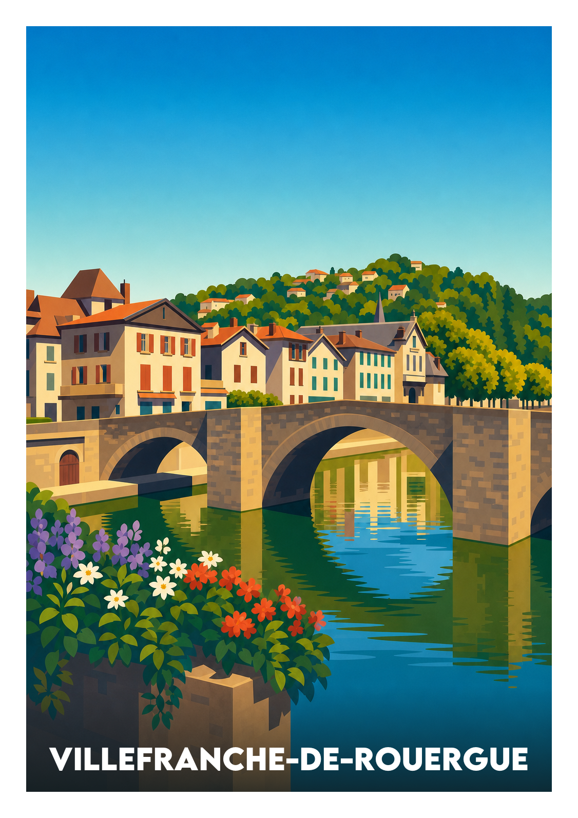 Affiche souvenir de Villefranche-de-Rouergue – image brute sans cadre