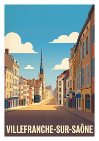 Affiche souvenir de Villefranche-sur-Saône – image brute sans cadre