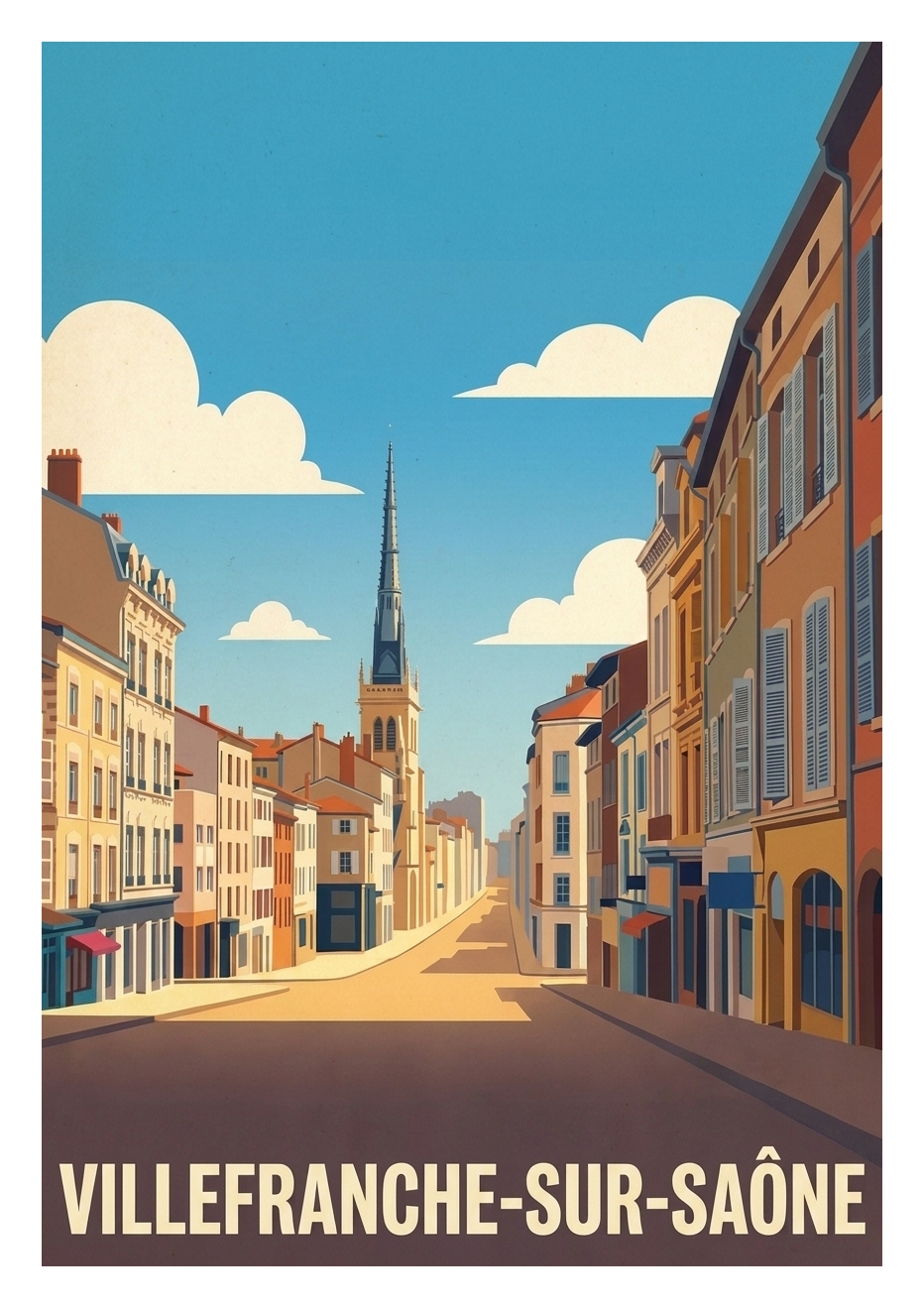 Affiche souvenir de Villefranche-sur-Saône – image brute sans cadre
