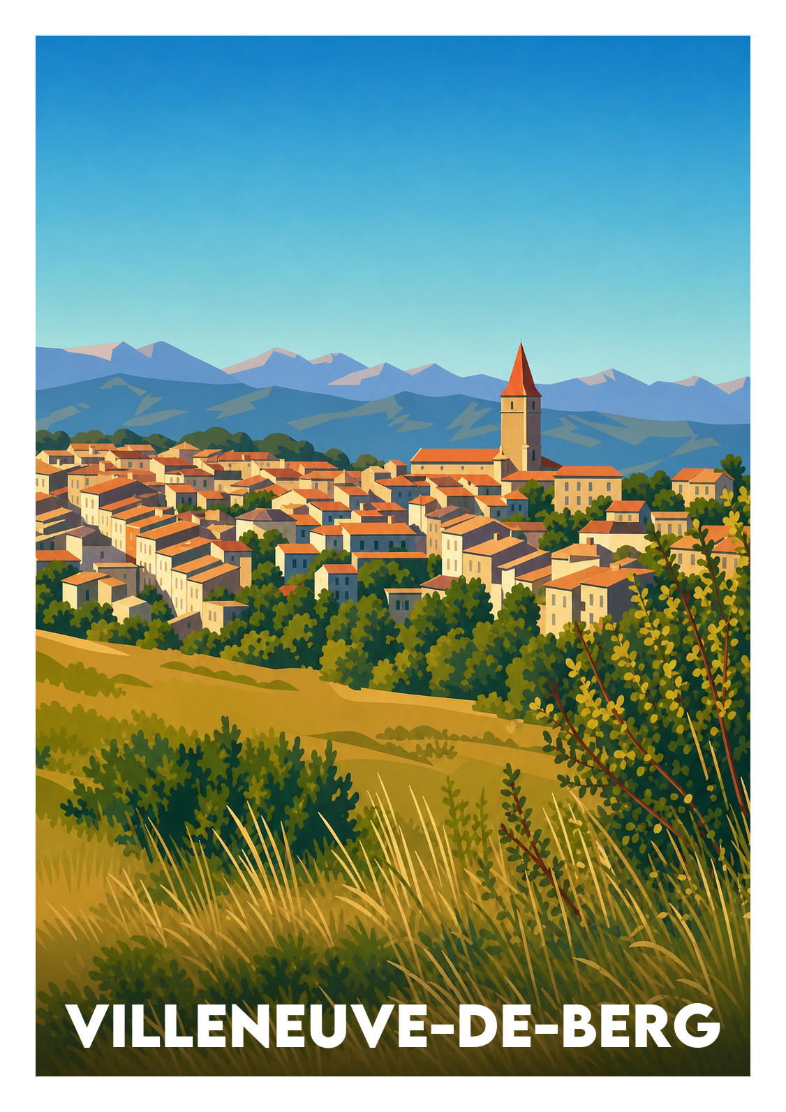 Affiche souvenir de Villeneuve-de-Berg – image brute sans cadre