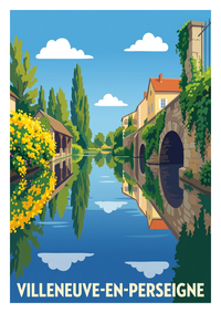Affiche souvenir de Villeneuve-en-Perseigne – image brute sans cadre