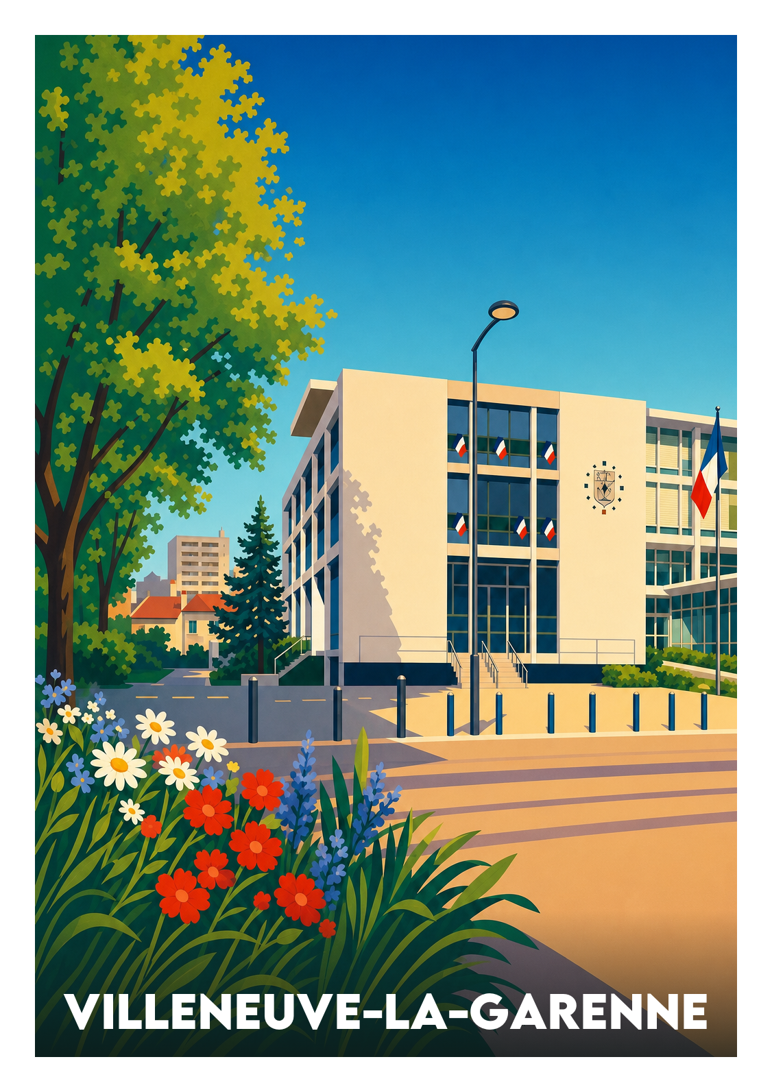 Affiche souvenir de Villeneuve-la-Garenne – image brute sans cadre