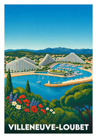Affiche souvenir de Villeneuve-Loubet – image brute sans cadre