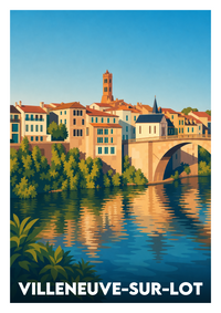 Affiche souvenir de Villeneuve-sur-Lot – image brute sans cadre