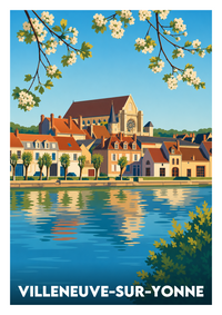 Affiche souvenir de Villeneuve-sur-Yonne – image brute sans cadre
