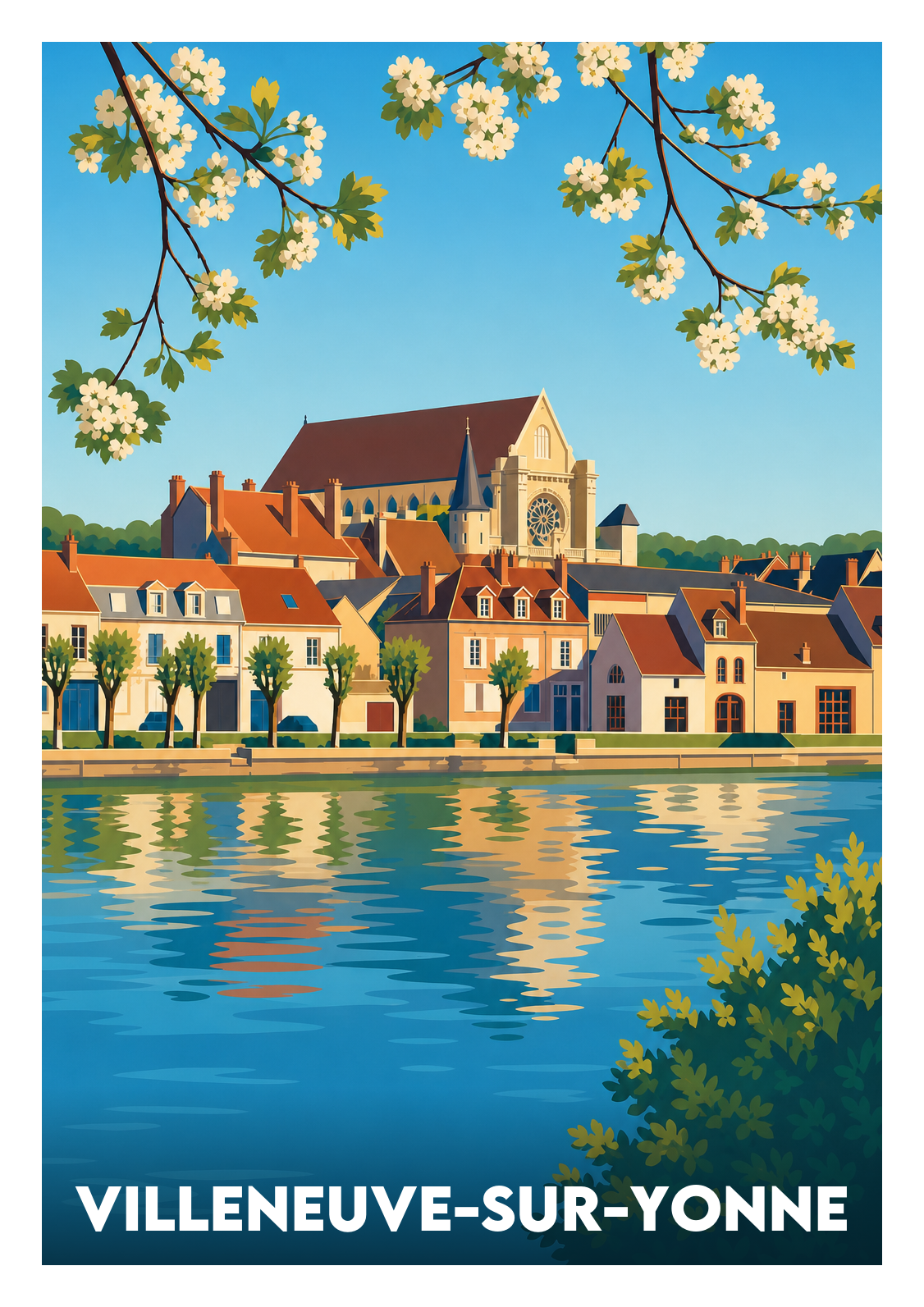 Affiche souvenir de Villeneuve-sur-Yonne – image brute sans cadre