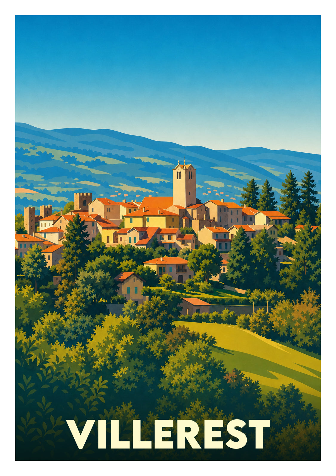 Affiche souvenir de Villerest – image brute sans cadre