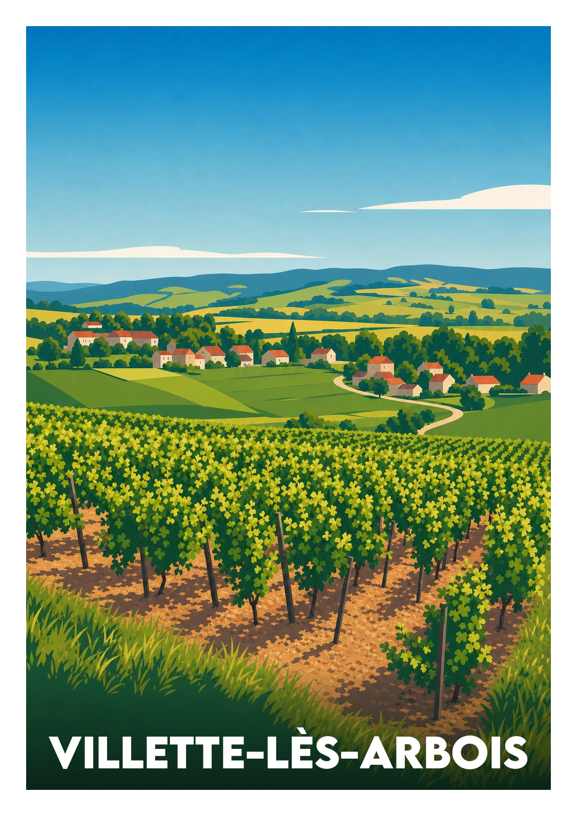 Affiche souvenir de Villette-lès-Arbois – image brute sans cadre
